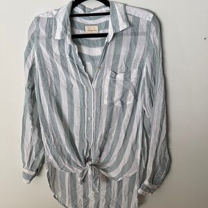 Blue/greenish and White Striped Shirt